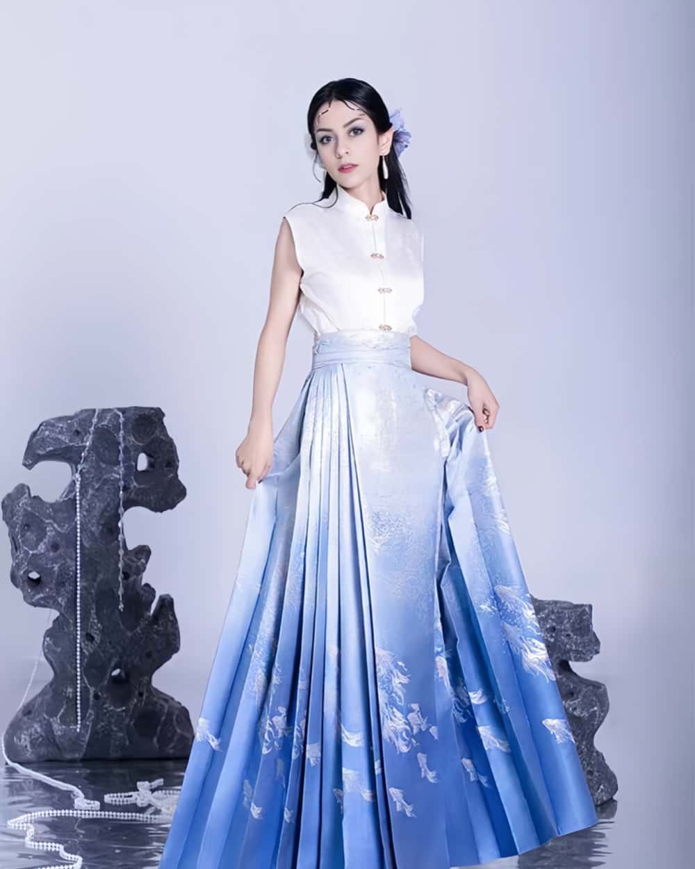 Mamianqun Cheongsam Skirt Chic Hand Embroidered Elegance Versatility Vintage-Inspired Timeless Elegance