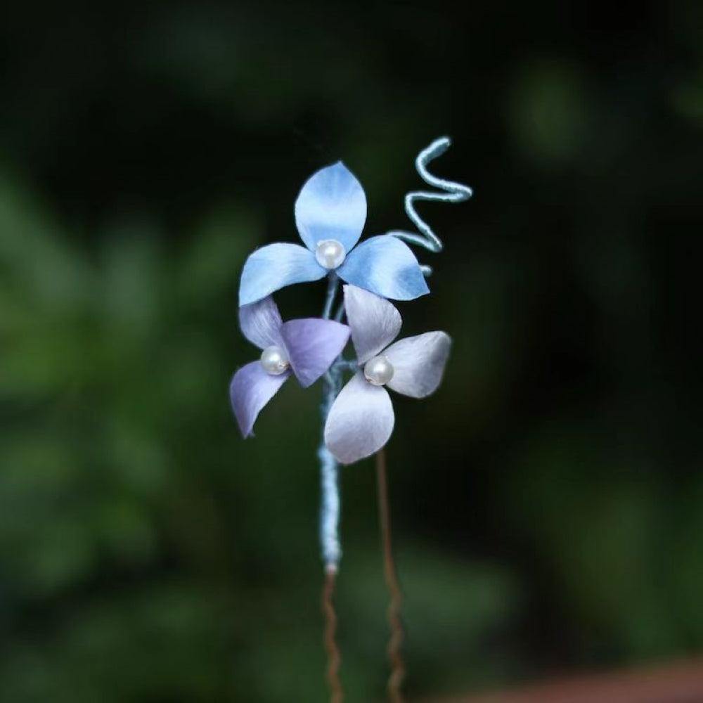 Unique Design-Velvet Flower Hairpin Soft Hairpin Brooch 100% Mulberry Silk Hydrangea