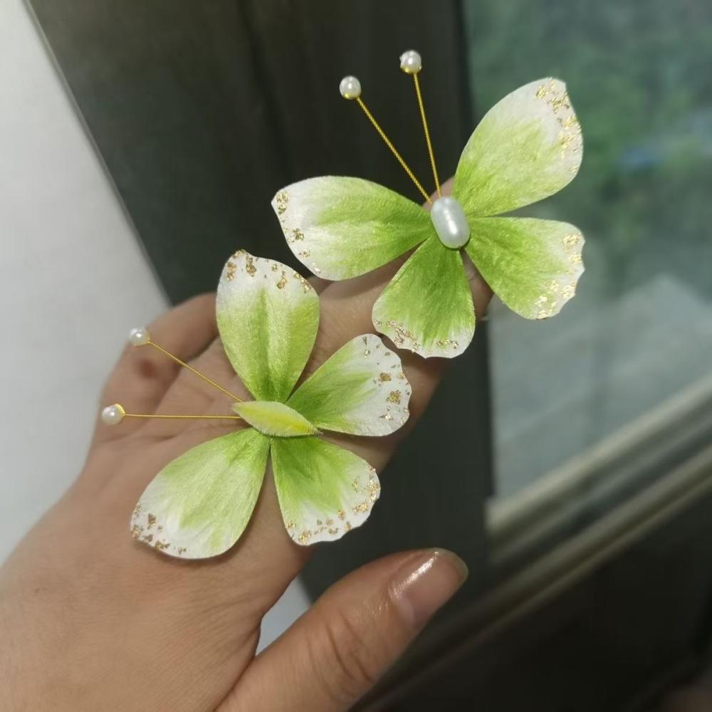 Unique Design-Velvet Flower Hairpin Soft Hairpin Brooch 100% Mulberry Silk Butterfly