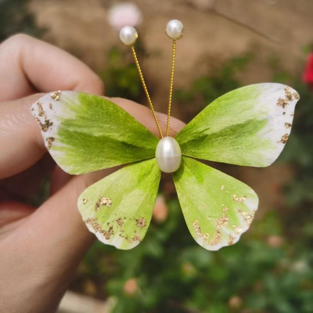 Unique Design-Velvet Flower Hairpin Soft Hairpin Brooch 100% Mulberry Silk Butterfly