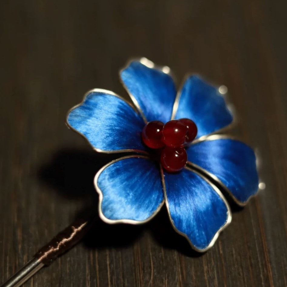 Unique Design-Velvet Flower Hairpin 100% Mulberry Silk