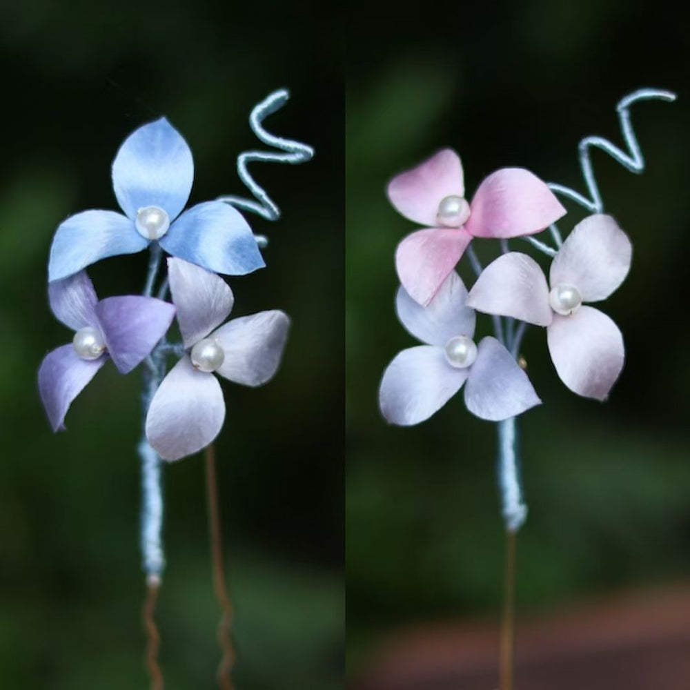 Unique Design-Velvet Flower Hairpin Soft Hairpin Brooch 100% Mulberry Silk Hydrangea