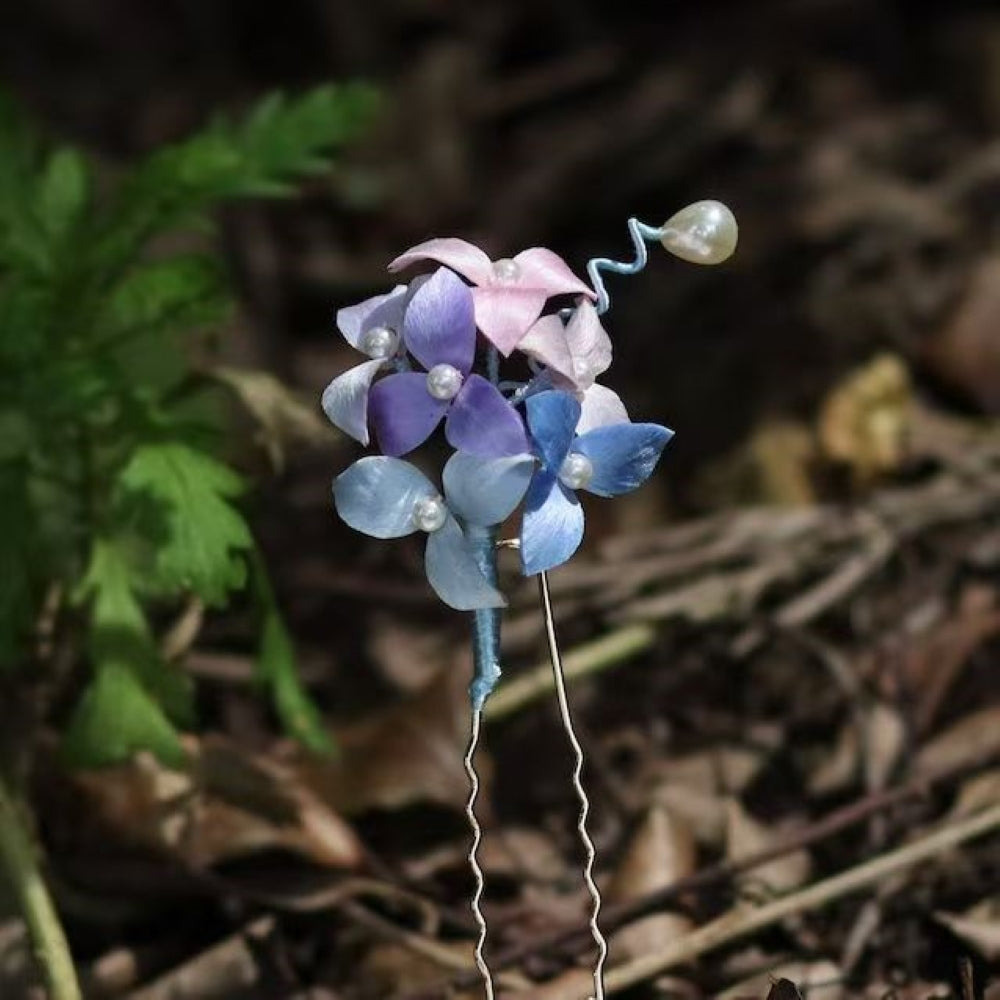 Unique Design-Velvet Flower Hairpin Soft Hairpin Brooch 100% Mulberry Silk Hydrangea