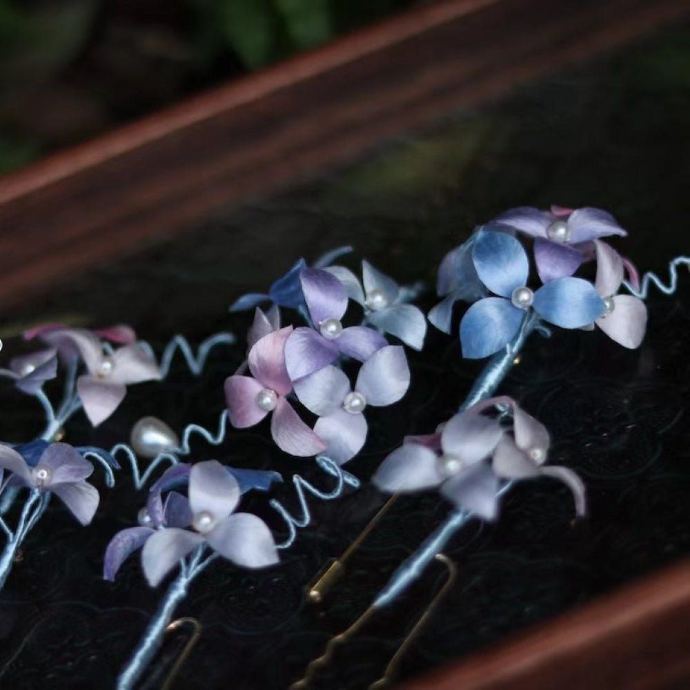 Unique Design-Velvet Flower Hairpin Soft Hairpin Brooch 100% Mulberry Silk Hydrangea