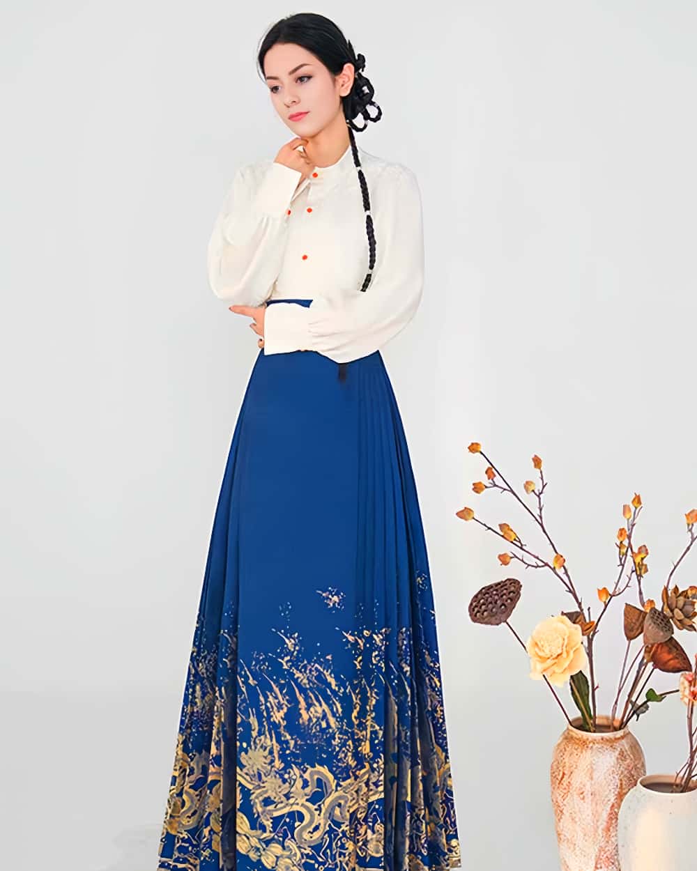 Mamianqun Cheongsam Skirt Chic Hand Embroidered Elegance Versatility Vintage-Inspired Timeless Elegance