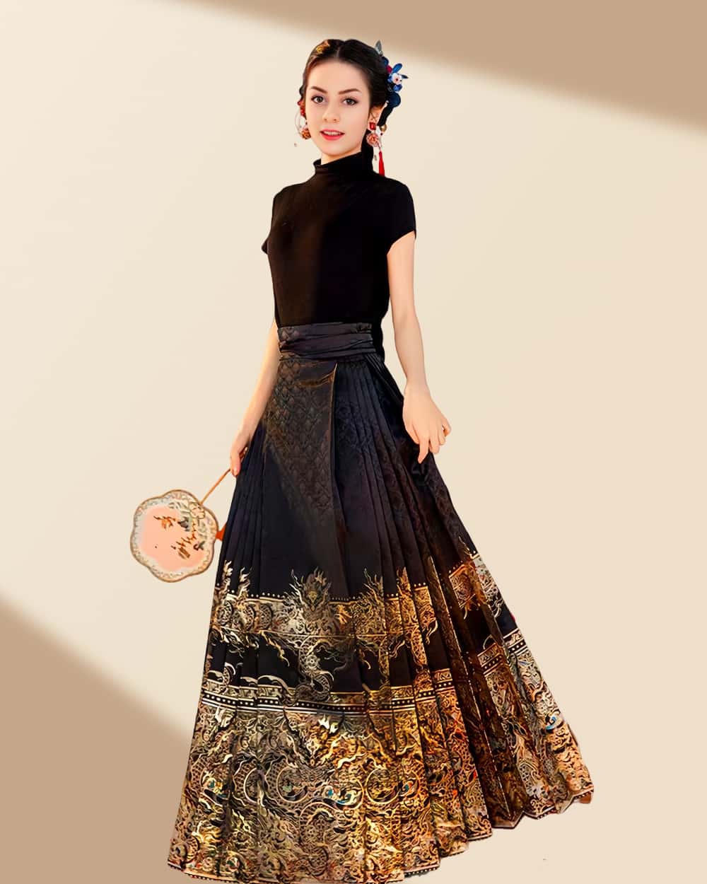 Mamianqun Cheongsam Skirt Chic Hand Embroidered Elegance Versatility Vintage-Inspired Timeless Elegance