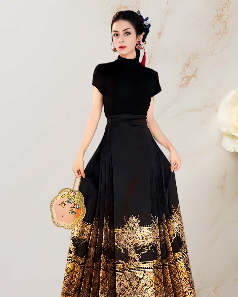 Mamianqun Cheongsam Skirt Chic Hand Embroidered Elegance Versatility Vintage-Inspired Timeless Elegance