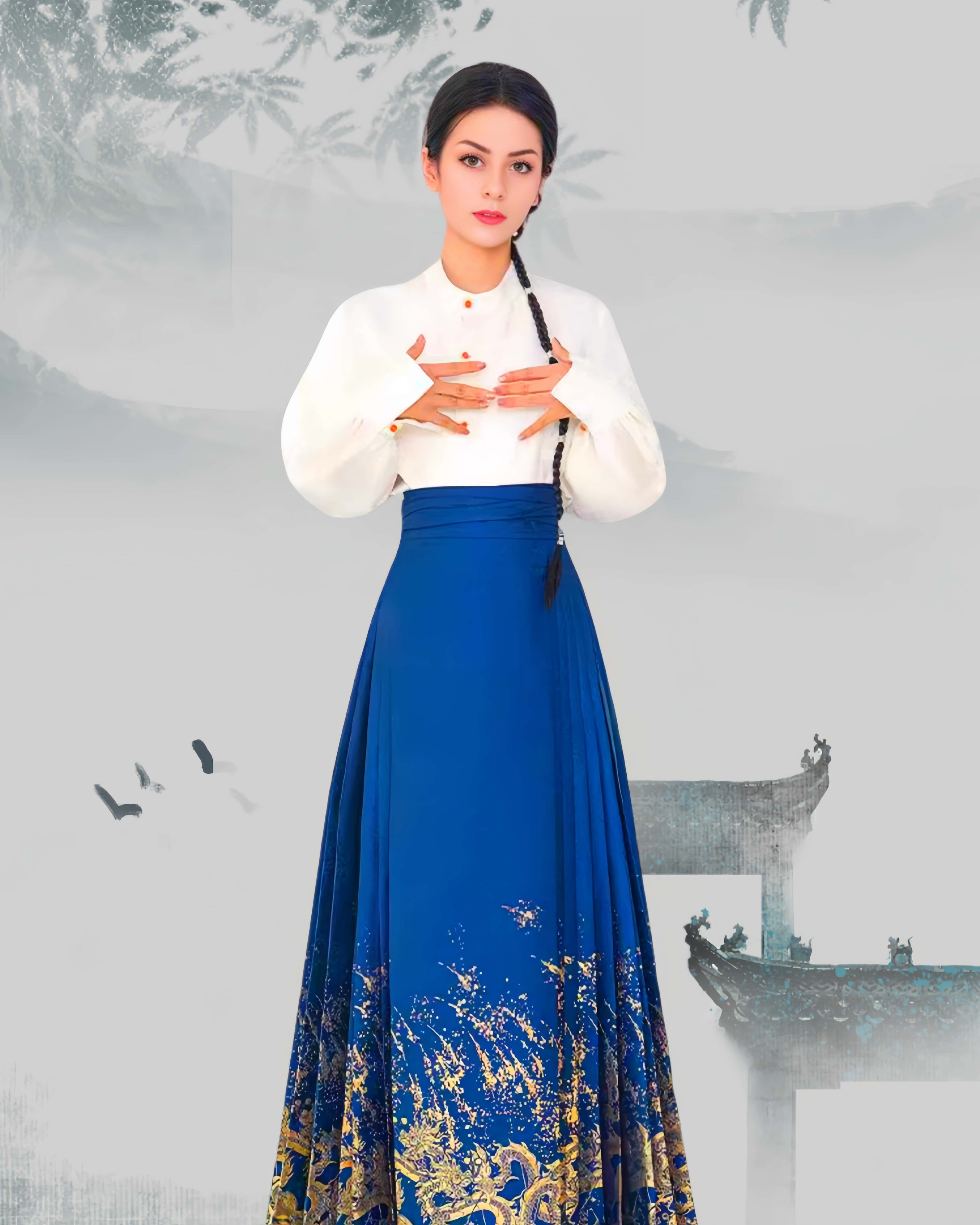 Mamianqun Cheongsam Skirt Chic Hand Embroidered Elegance Versatility Vintage-Inspired Timeless Elegance