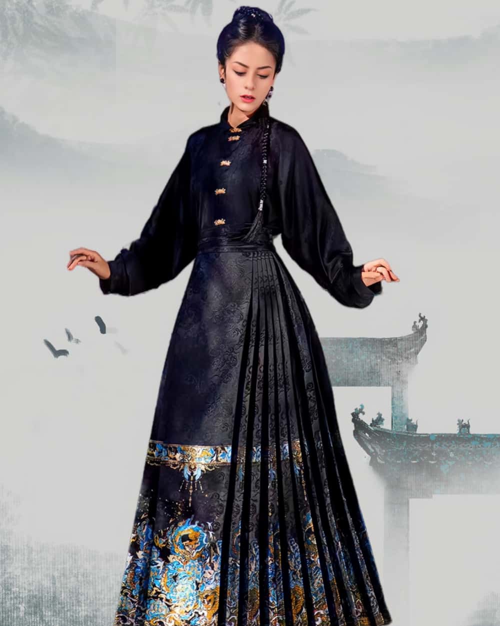 Mamianqun Cheongsam Skirt Chic Hand Embroidered Elegance Versatility Vintage-Inspired Timeless Elegance