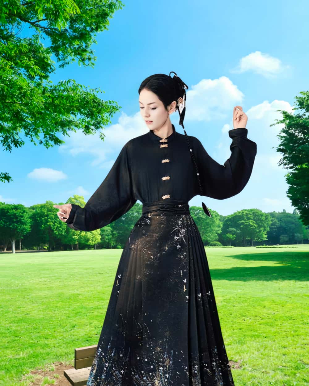 Mamianqun Cheongsam Skirt Chic Hand Embroidered Elegance Versatility Vintage-Inspired Timeless Elegance